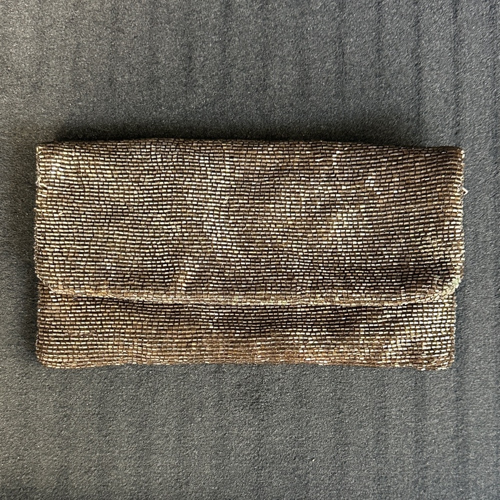 Beaded Metallic Gold Evening Clutch